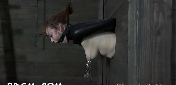  Gagged chick receives rough pussy playing from hangman